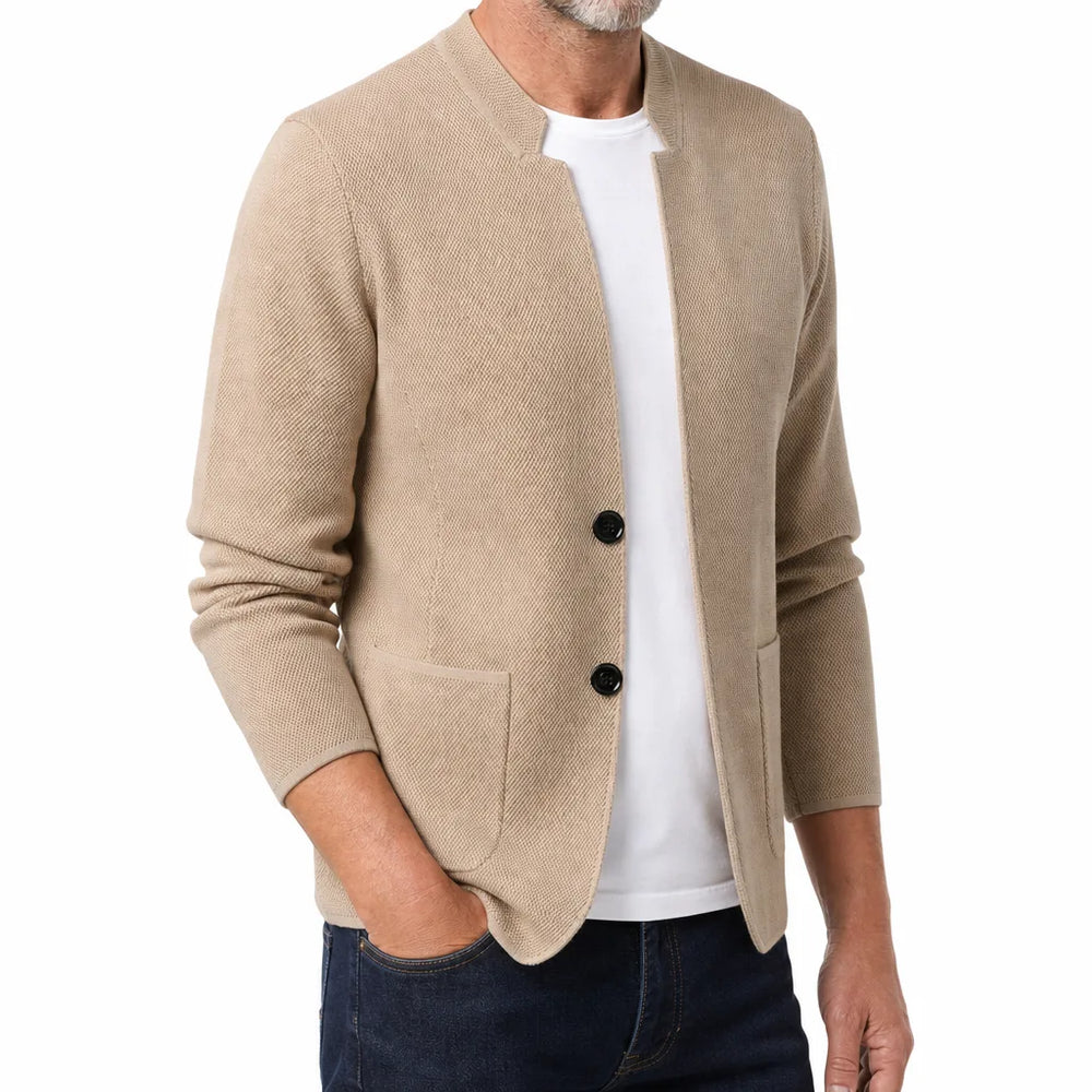 Men's Beige Hobart Stand Collar Cardigan