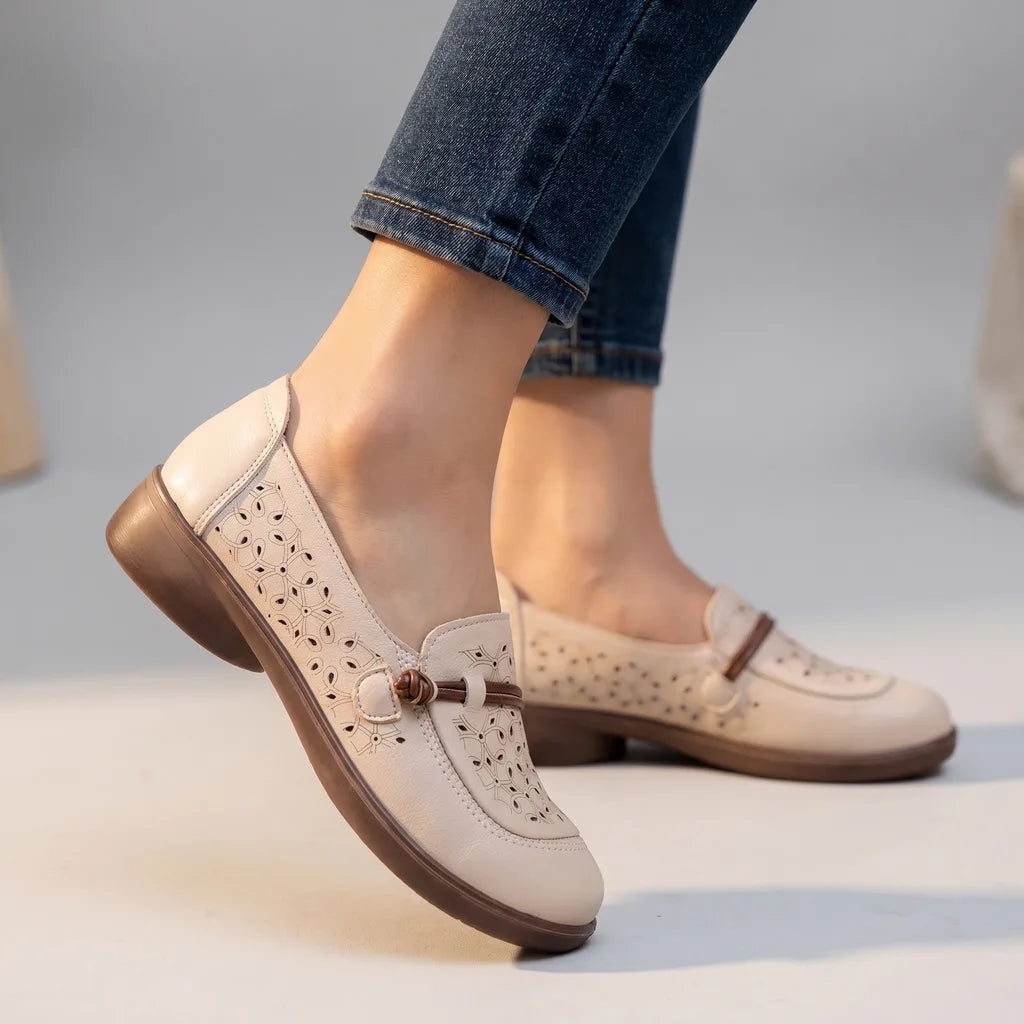 Hollie Slip-On Sandals - Color:Beige;Size:35