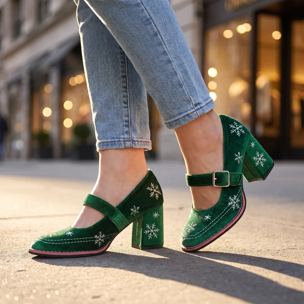 Women's Green Packard Bow Mary Janes