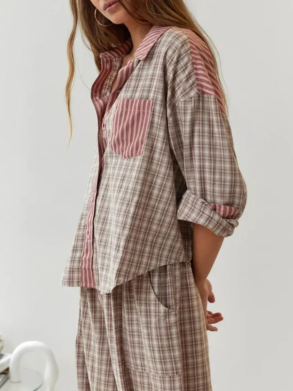 Honey | Women's Pyjama Lounge Set - Color:Brown;Size:XS