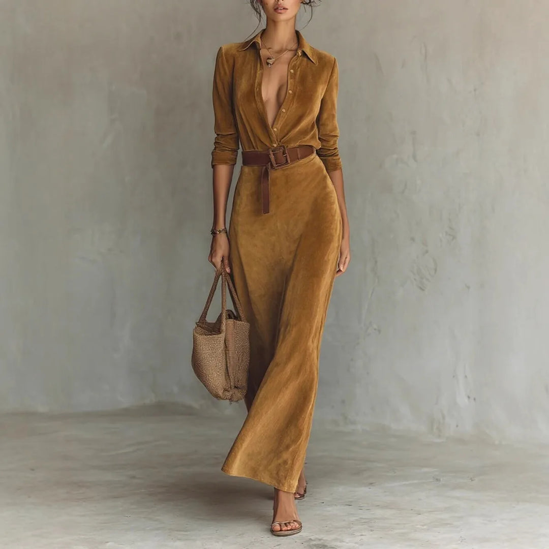 Honey | Women's Vintage Elegant Evening Dress - Color:Brown;Size:XS