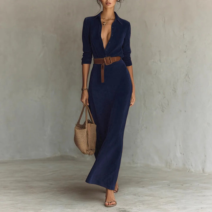 Honey | Women's Vintage Elegant Evening Dress - Color:Navy Blue;Size:XS
