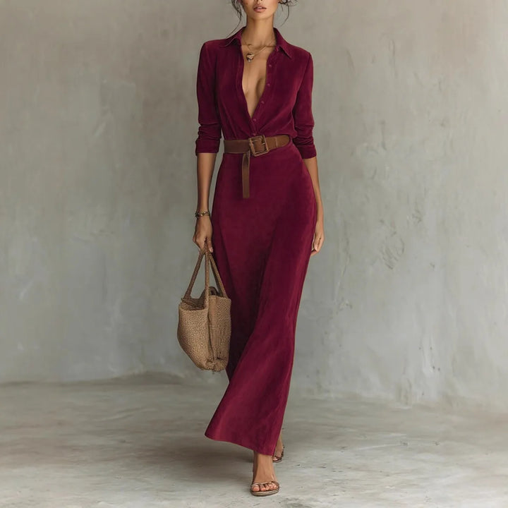 Honey | Women's Vintage Elegant Evening Dress - Color:Wine Red;Size:XS