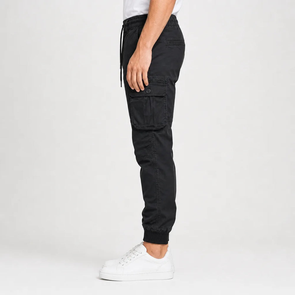 Men's Black Horne Cotton Cargo Joggers