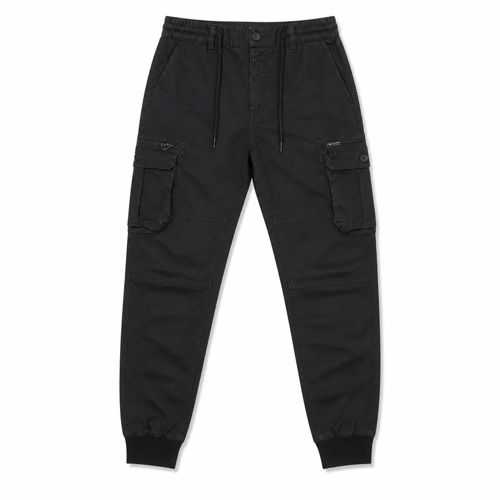 Men's Black Horne Cotton Cargo Joggers
