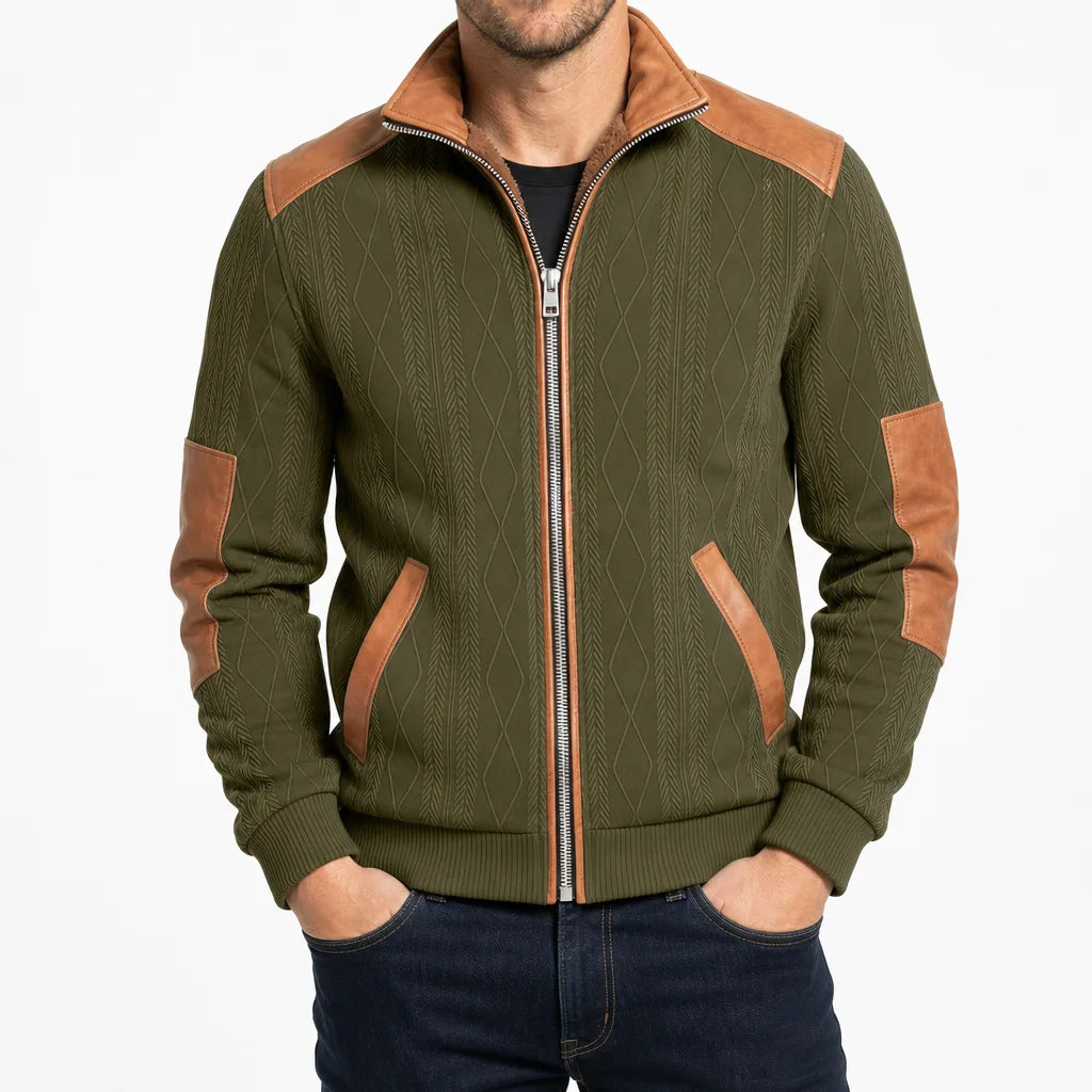 Hudson Textured Zip Jacket - Color:Green;Size:XS