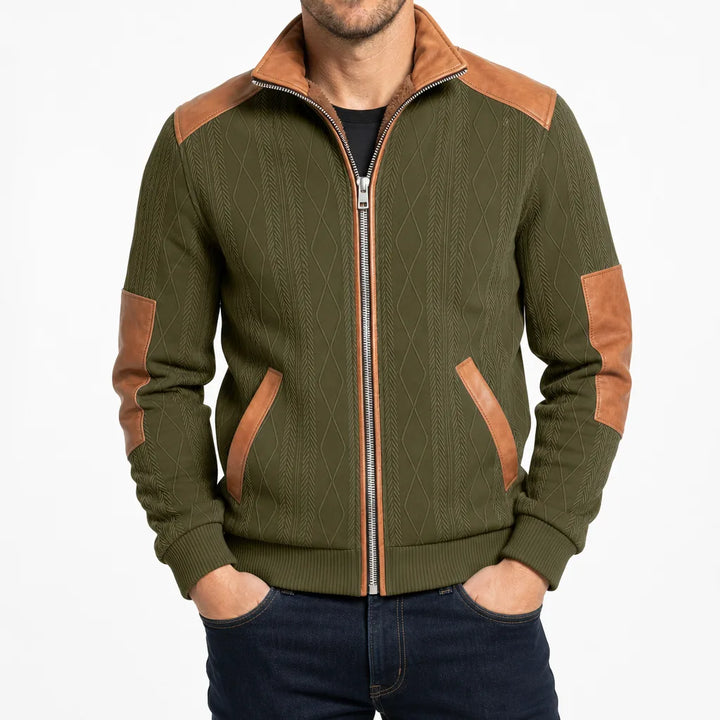 Hudson Textured Zip Jacket - Color:Green;Size:XS