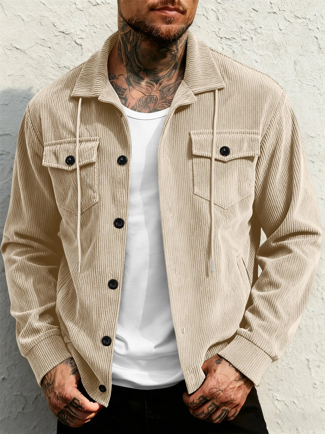 Hugh | Men's Corduroy Work Jacket - Beige