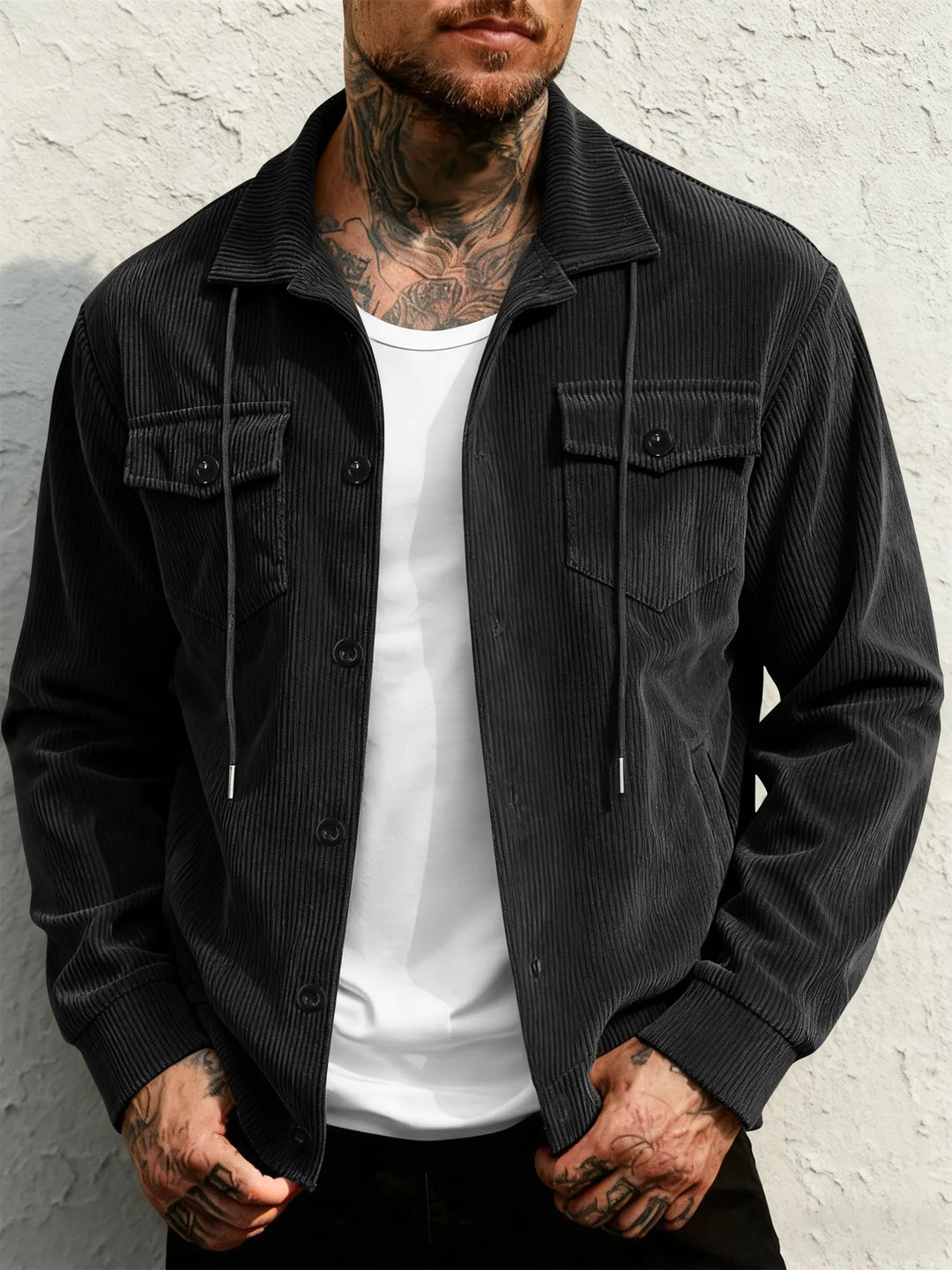Hugh | Men's Corduroy Work Jacket - Black