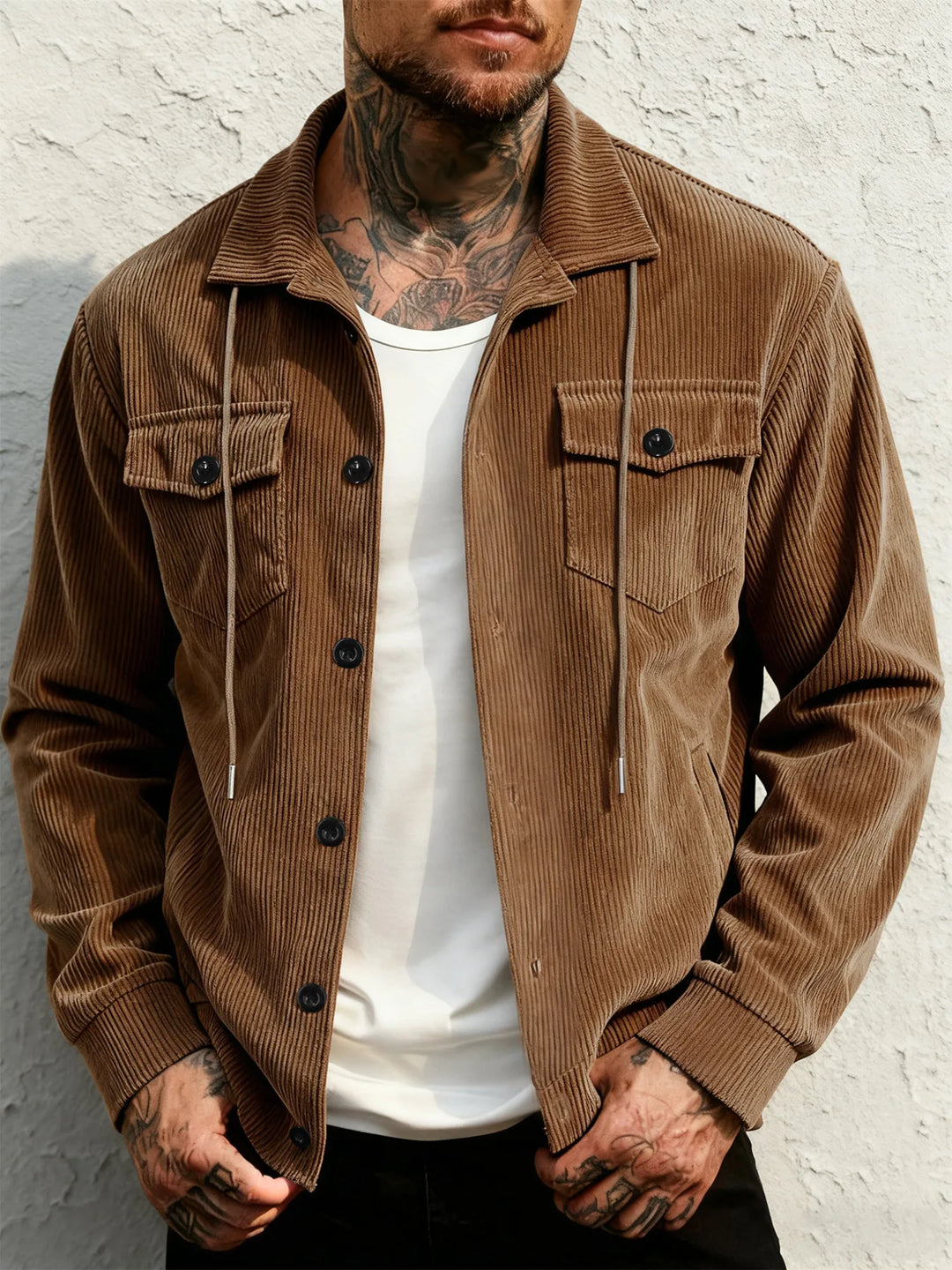 Hugh | Men's Corduroy Work Jacket - Brown