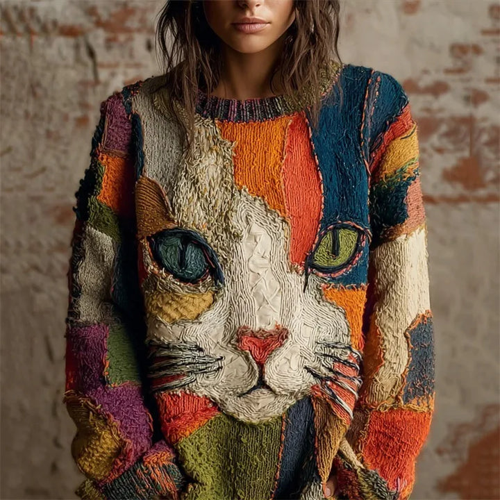 Hurley | Women's  Artistic Cat Sweater Top  - Size:XXS;Color:Multicolor