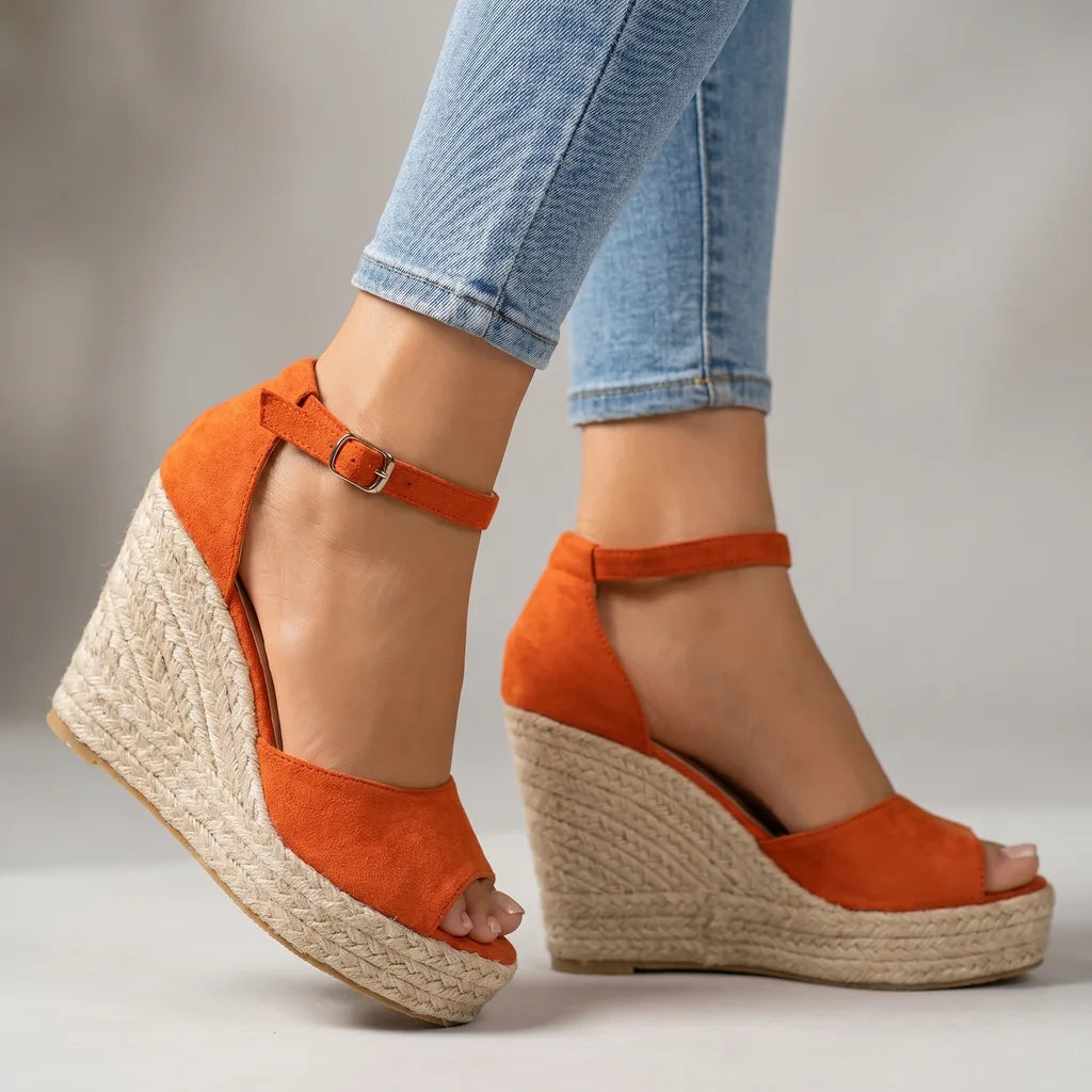 Hyatt Wedge Sandals - Color:Orange;Size:40
