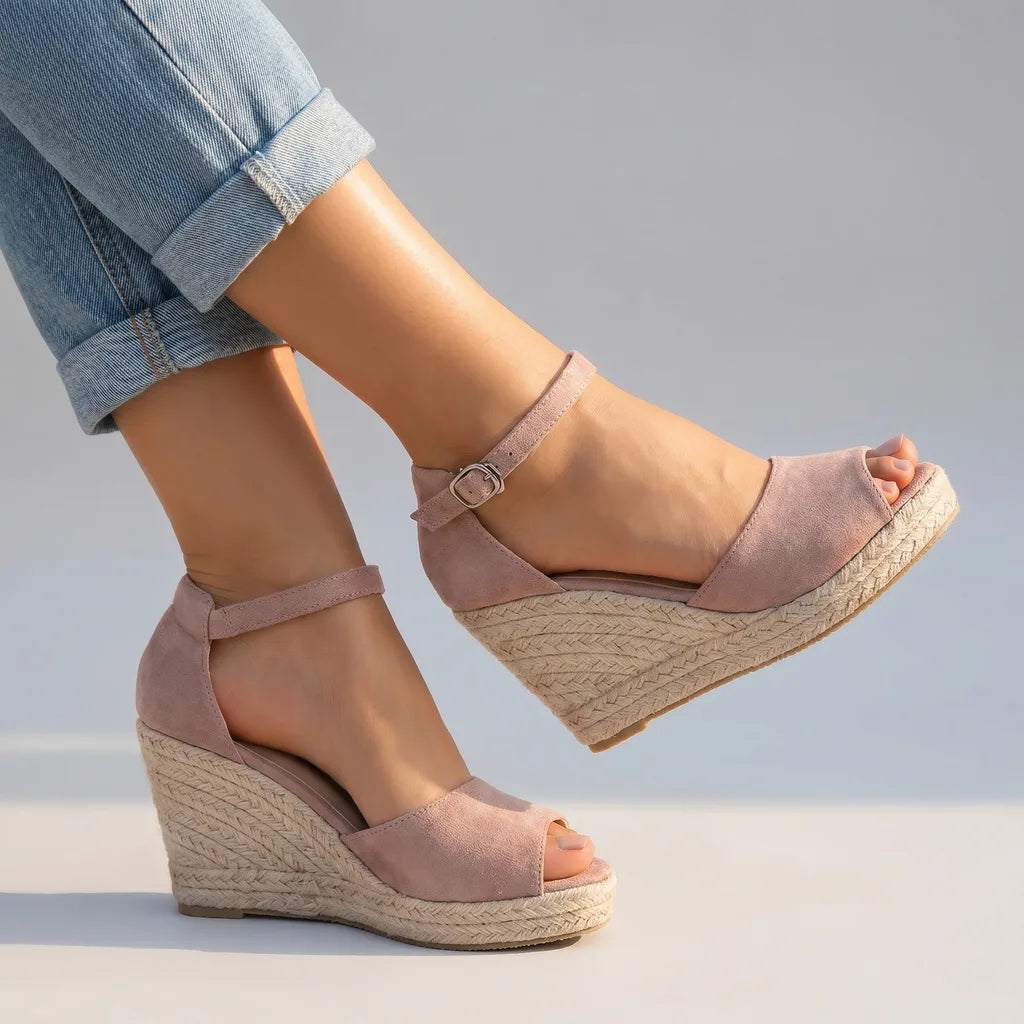 Hyatt Wedge Sandals - Color:Pink;Size:35