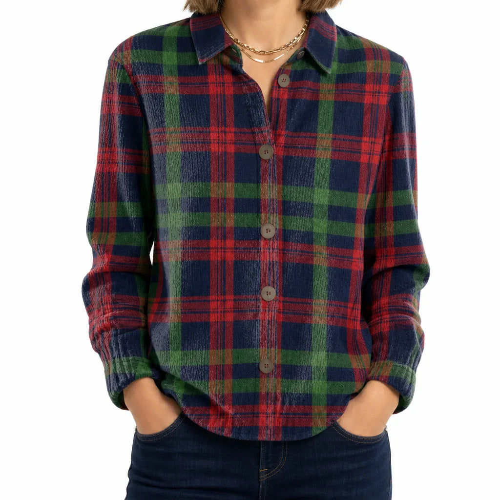 Imogen | Cozy Fall Cardigan - Color:Red/Green;Size:XS