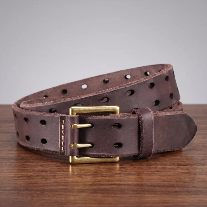 Ingram | Men's Leather Buckle Belts - Color:Brown;Length (cm):44 inches