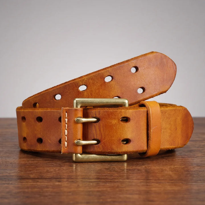 Ingram | Men's Leather Buckle Belts - Color:Light Brown;Length (cm):44 inches