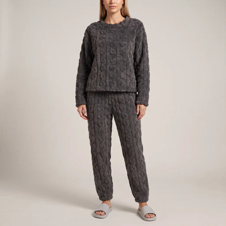 Ingrid | Women's Fleece Pajama Set - Color:Gray;Size:XS