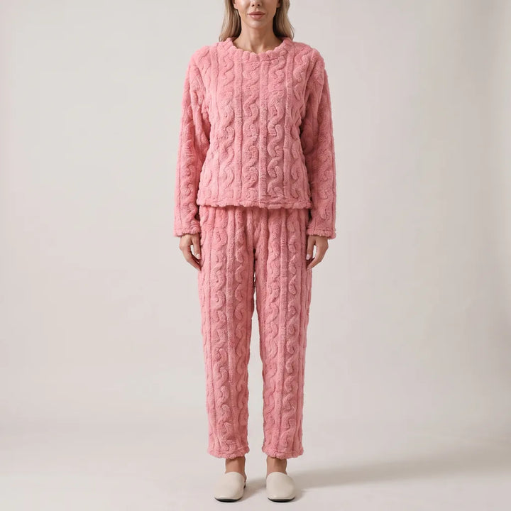 Ingrid | Women's Fleece Pajama Set - Color:Pink;Size:XS