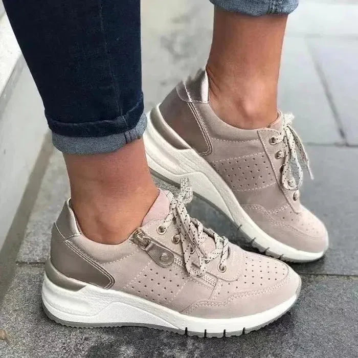 Iona | Women's Orthopedic Walking Sneakers - Color:Khaki;Size:36