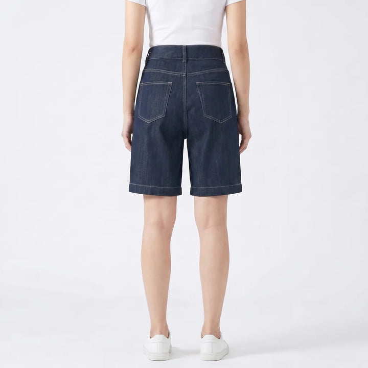 Women's Dark Blue Darby Wide-Leg Bermuda Shorts