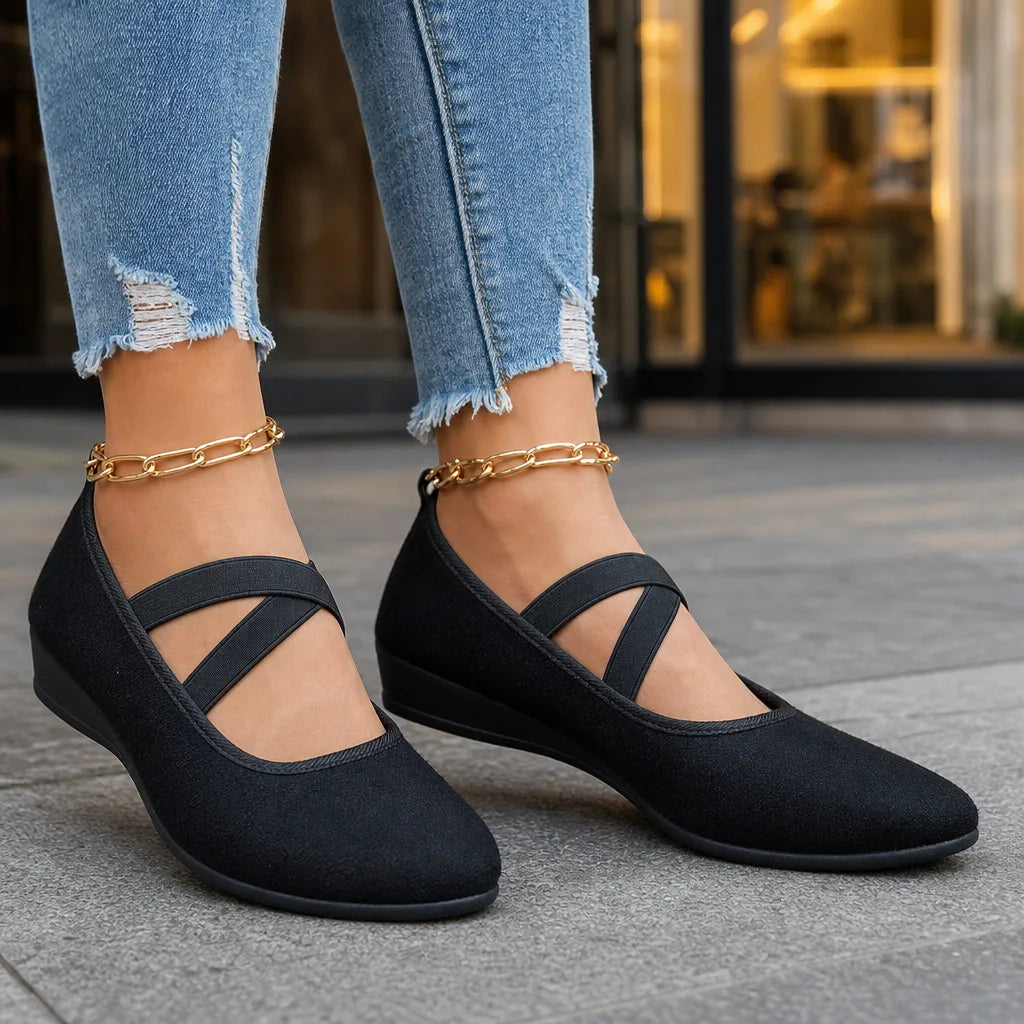 Women's Black Iris | Women's Orthopedic Plaid Mary Jane Flats