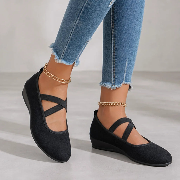 Iris | Women's Orthopedic Plaid Mary Jane Flats - Color:Black;Size:36
