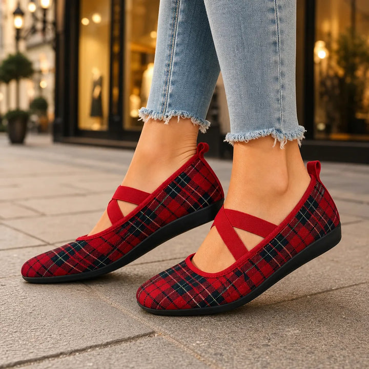 Women's Plaid Iris | Women's Orthopedic Plaid Mary Jane Flats