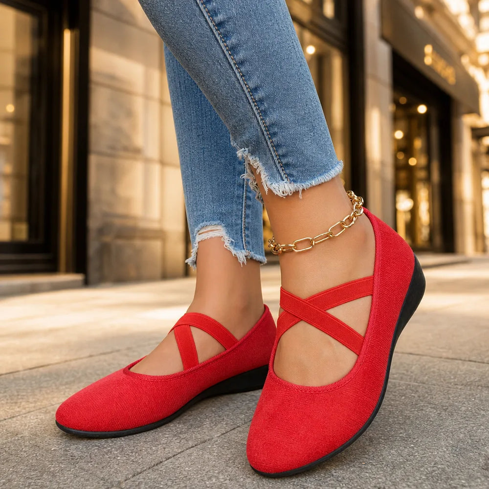 Women's Red Iris | Women's Orthopedic Plaid Mary Jane Flats