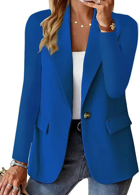 Iris | Women's Single-Button Lapel Blazer  - Color:Blue;Size:XS