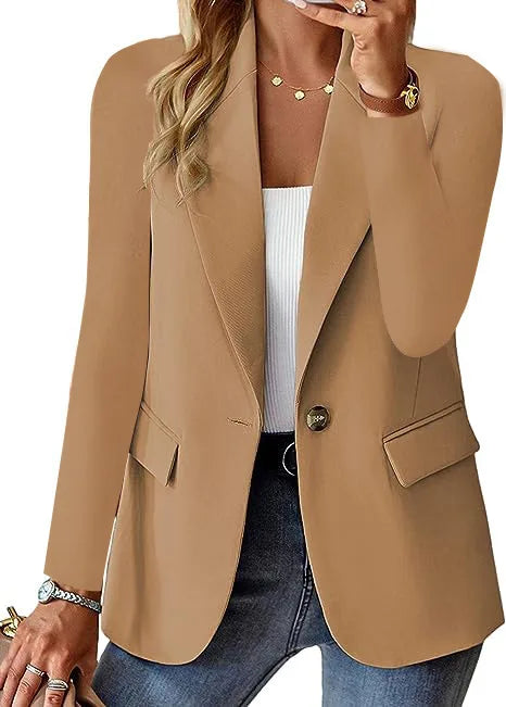 Iris | Women's Single-Button Lapel Blazer  - Color:Camel;Size:XS