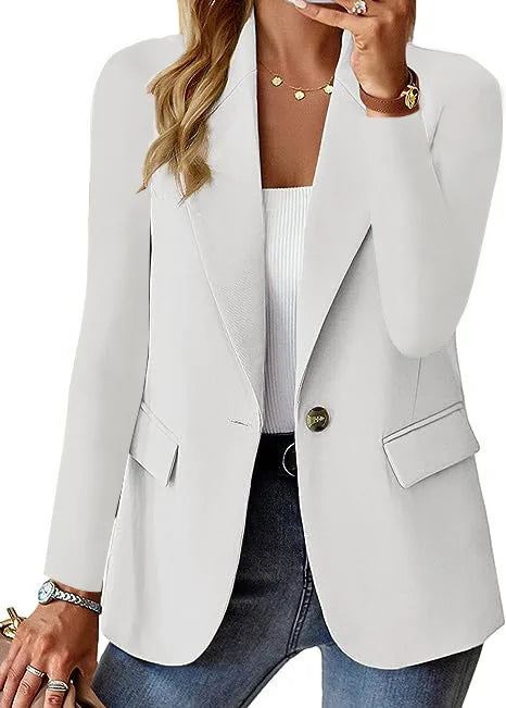 Iris | Women's Single-Button Lapel Blazer  - Color:White;Size:XS