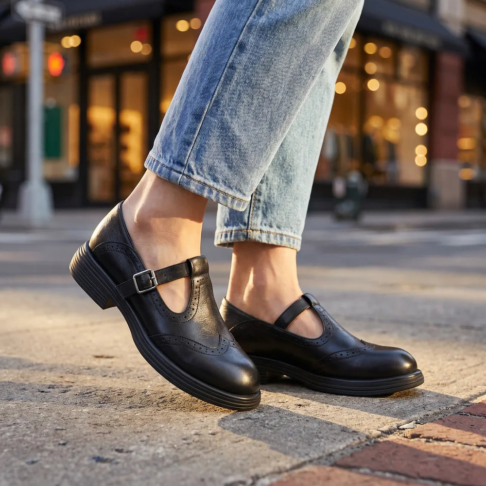 Men's Black Isabel Buckle Strap Loafers
