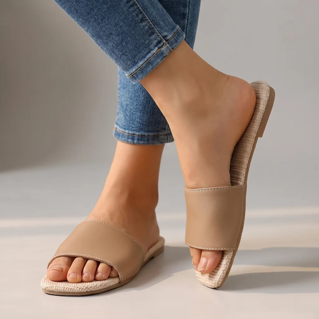 Men's Sheepskin Linen [Off White] Hooper Slide Slippers