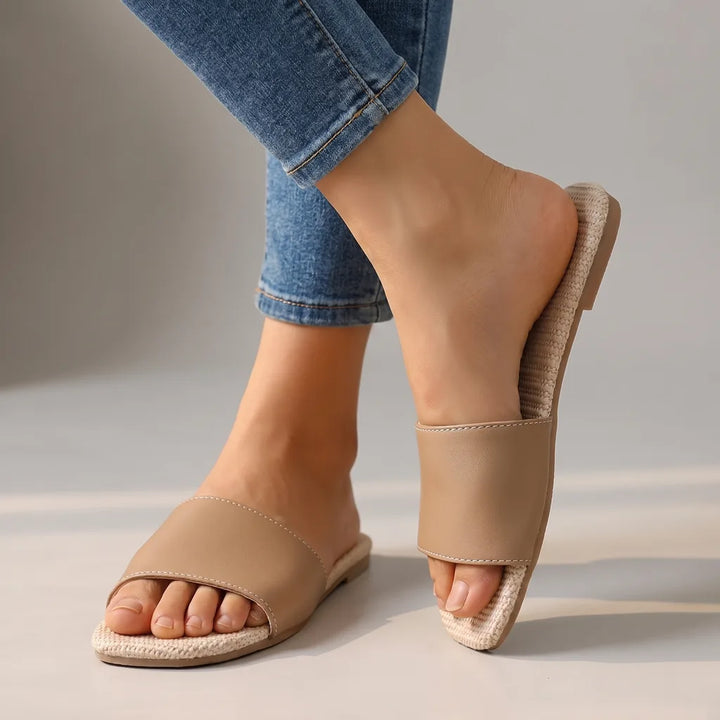 Men's Sheepskin Linen [Off White] Hooper Slide Slippers