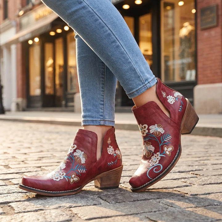 Women's Red Dunbar Embroidered Western Boots