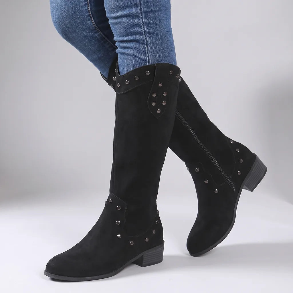 Isobelle | Women's Western Knee-High Boots  - Color:Black;Size:36
