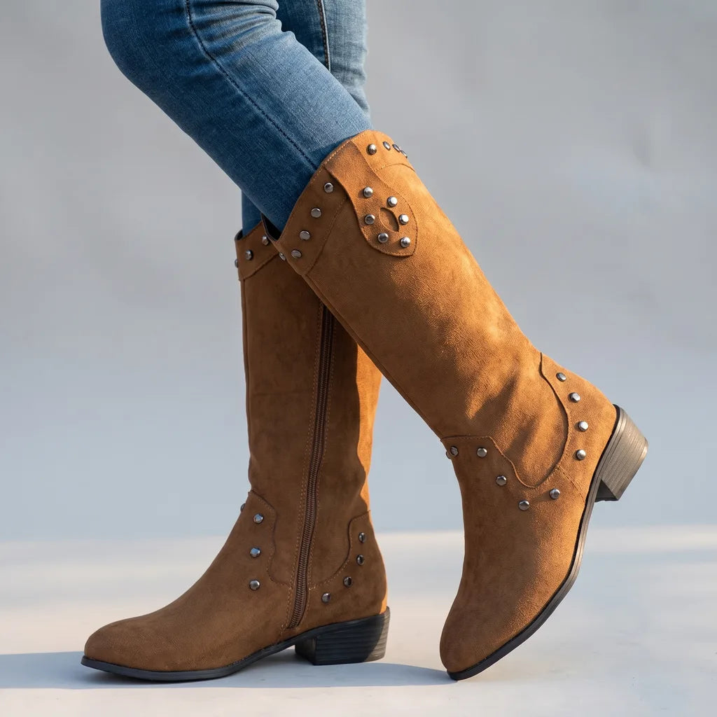 Isobelle | Women's Western Knee-High Boots  - Color:Brown;Size:36