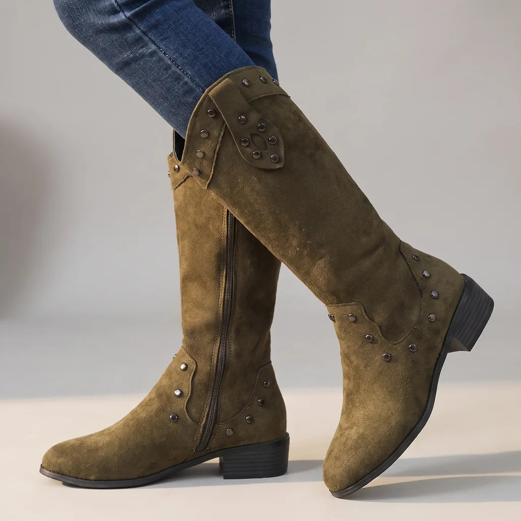 Isobelle | Women's Western Knee-High Boots  - Color:Green;Size:36