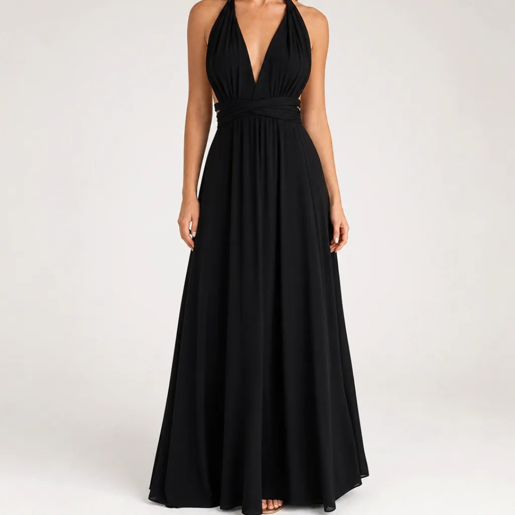 Isolde | Multiway Evening Maxi Gown - Color:Black;Size:XS