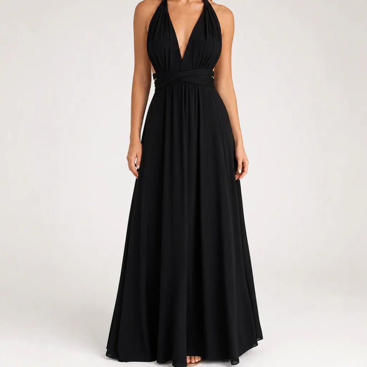 Isolde | Multiway Evening Maxi Gown - Color:Black;Size:XS