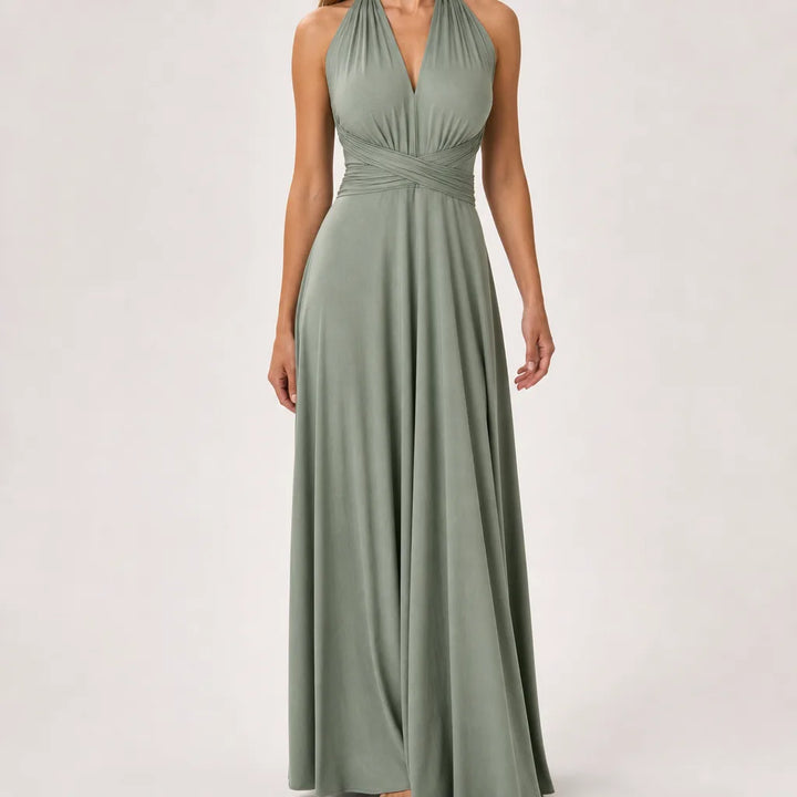 Isolde | Multiway Evening Maxi Gown - Color:Green;Size:XS