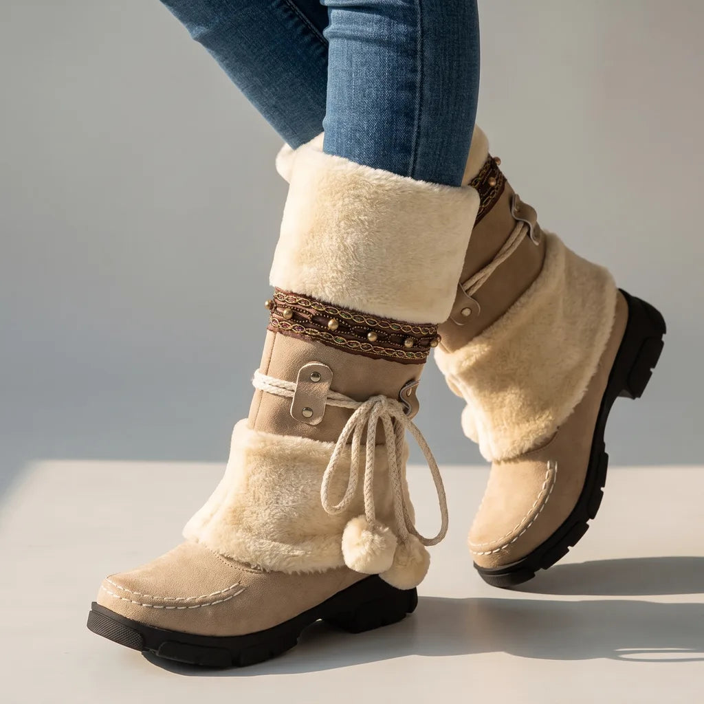 Ivy | Women's Fall Tall Boots - Color:Beige;Size:35