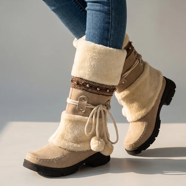 Ivy | Women's Fall Tall Boots - Color:Beige;Size:35