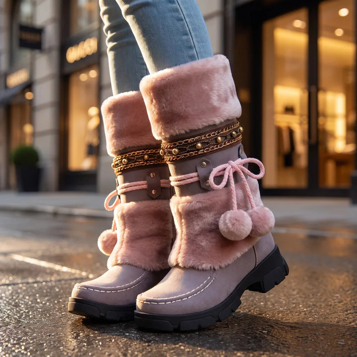 Women's Purple Ivy Pom Pom Tall Boots