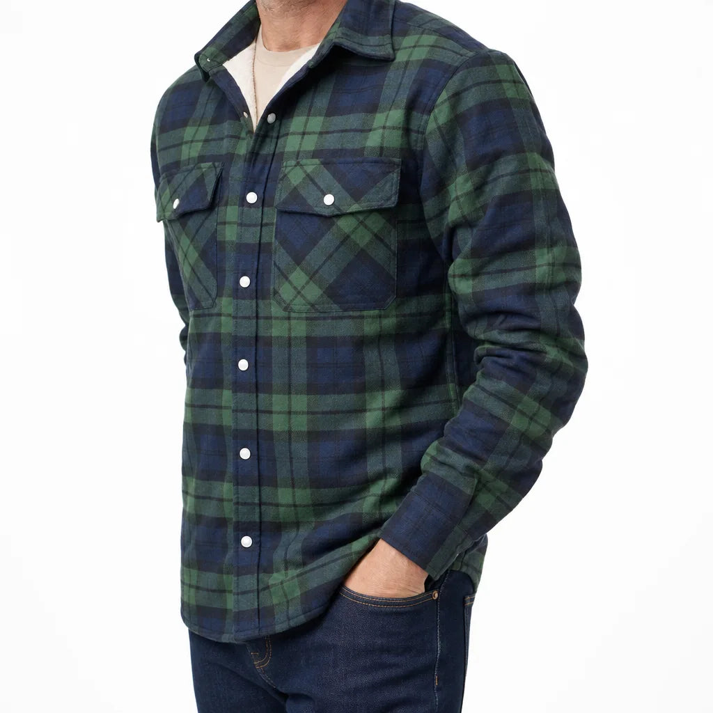 Men's Green Buckley Plaid Shirt Jacket