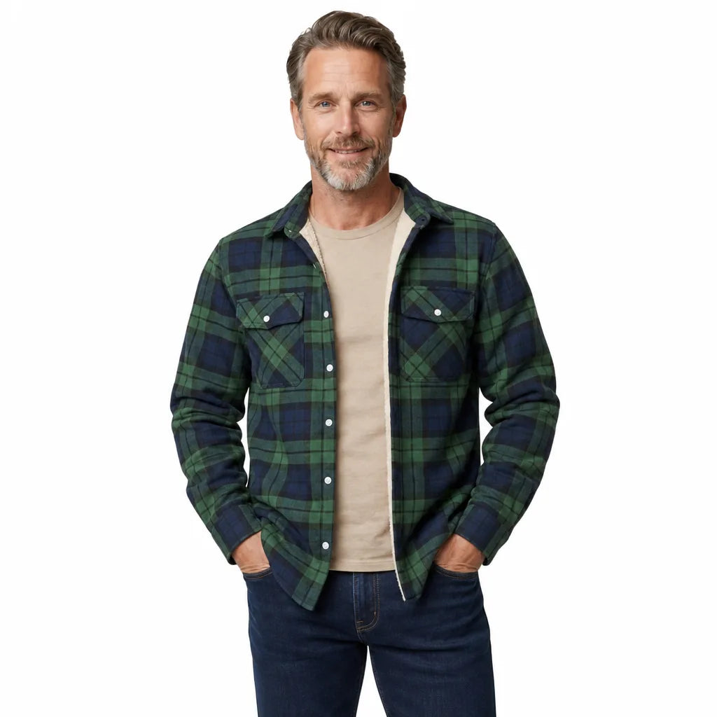Men's Green Buckley Plaid Shirt Jacket