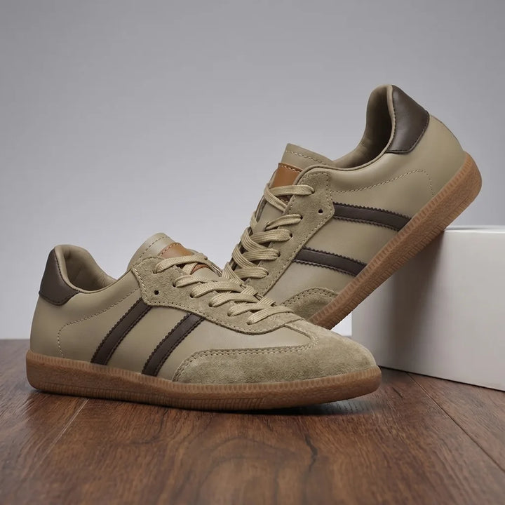 Jaden Leather Sneakers - Color:Khaki;Size:38