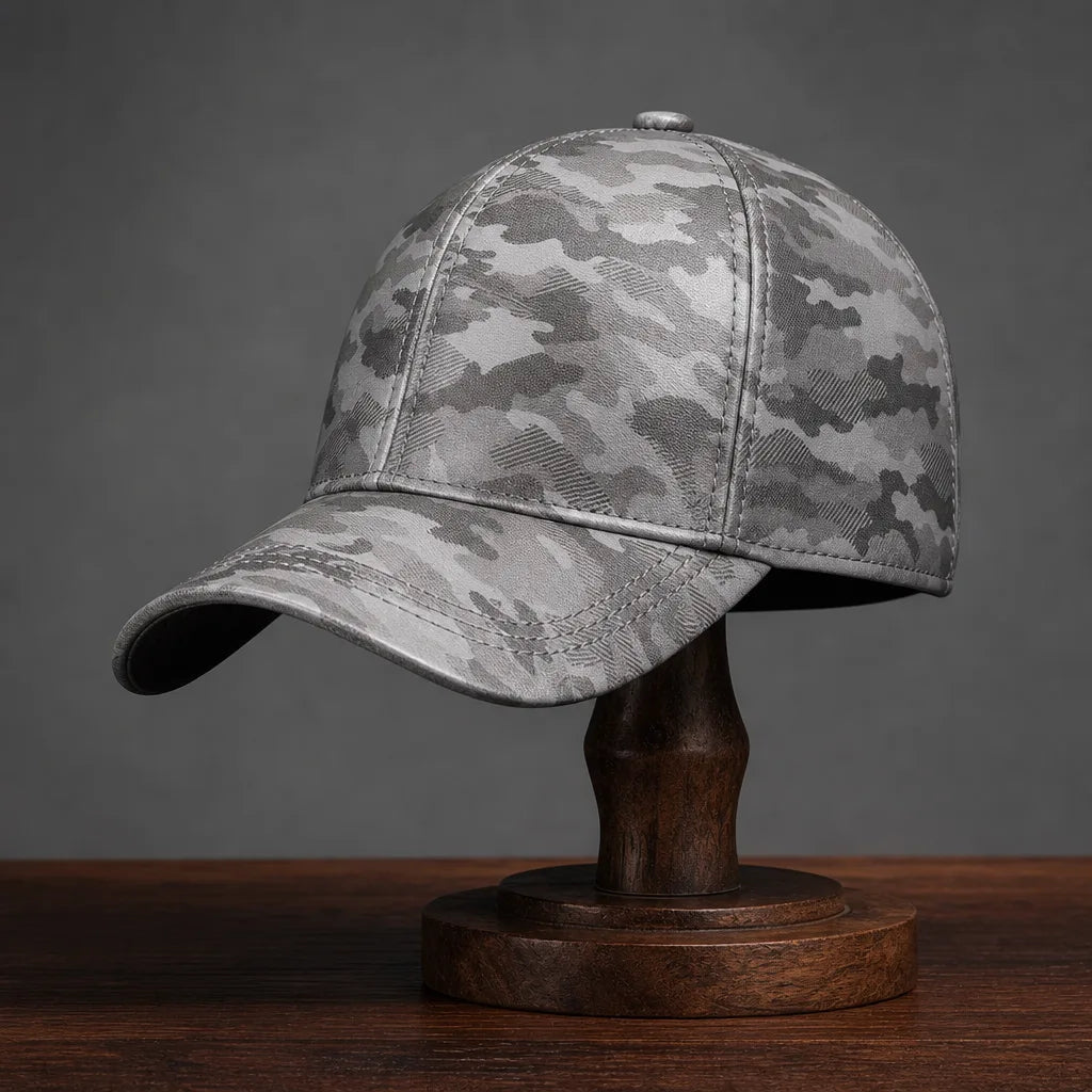 James Camo Sheepskin Cap - Color:Gray;Size:One Size Adjustable