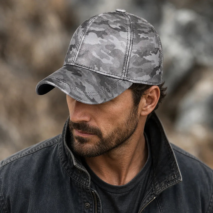 Men's Gray Ingrid Camo Sheepskin Cap