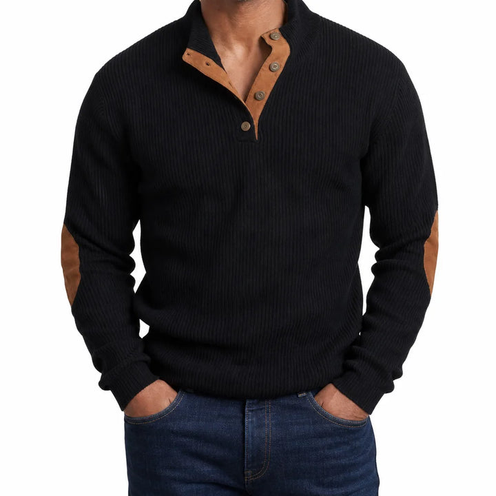 Jameson Elbow Patch Sweater - Color:Black;Size:XS